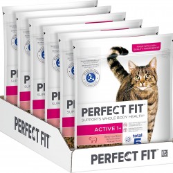PERFECT FIT Adult Dry Food for Adults, Active Cats from 1 Year - Beef, 750 g (6 Bags) PERFECT FIT Adult Dry Food for Adults, Active Cats from 1 Year - Beef, 750 g (6 Bags)