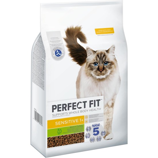 PERFECT FIT Adult Dry Food for Adults, Sensitive Cats from 1 Year - Turkey, 7 kg (1 Bag)