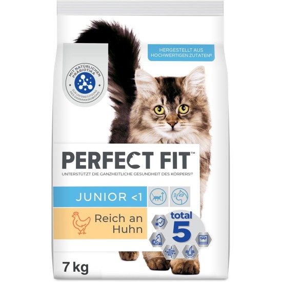 PERFECT FIT Junior Dry Food for Young Cats Under 1 Year - Chicken, 7 kg (1 Bag) PERFECT FIT Junior Dry Food for Young Cats Under 1 Year - Chicken, 7 kg (1 Bag)