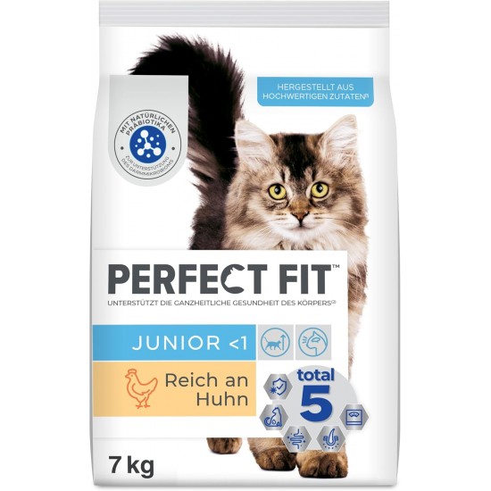 PERFECT FIT Junior Dry Food for Young Cats Under 1 Year - Chicken, 7 kg (1 Bag) PERFECT FIT Junior Dry Food for Young Cats Under 1 Year - Chicken, 7 kg (1 Bag)