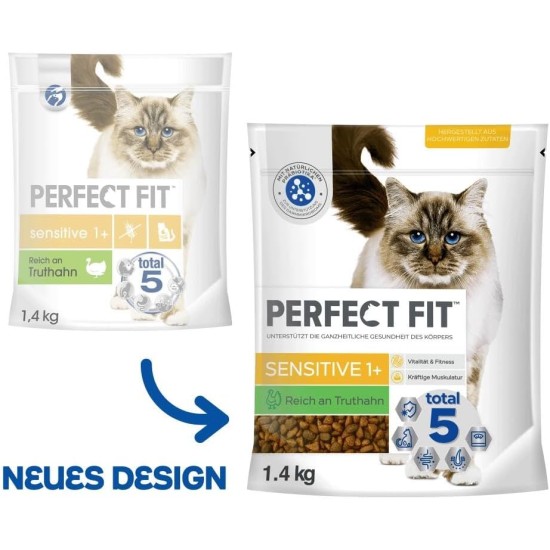 PERFECT FIT™ Katze Beutel Sensitive 1+ mit Truthahn 5 x 1,4kg PERFECT FIT™ Katze Beutel Sensitive 1+ mit Truthahn 5 x 1,4kg