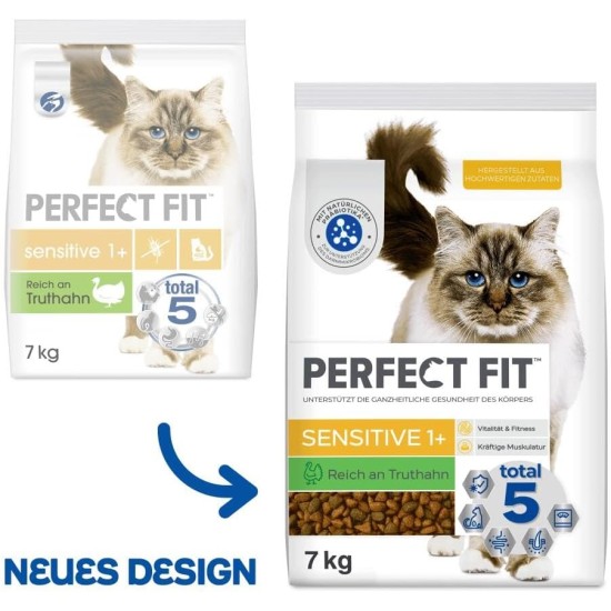 PERFECT FIT™ Katze Beutel Sensitive 1+ mit Truthahn 6 x 750g PERFECT FIT™ Katze Beutel Sensitive 1+ mit Truthahn 6 x 750g