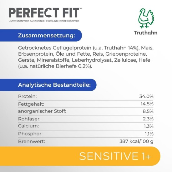 PERFECT FIT™ Katze Beutel Sensitive 1+ mit Truthahn 6 x 750g PERFECT FIT™ Katze Beutel Sensitive 1+ mit Truthahn 6 x 750g