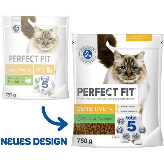 PERFECT FIT™ Katze Beutel Sensitive 1+ mit Truthahn 6 x 750g PERFECT FIT™ Katze Beutel Sensitive 1+ mit Truthahn 6 x 750g