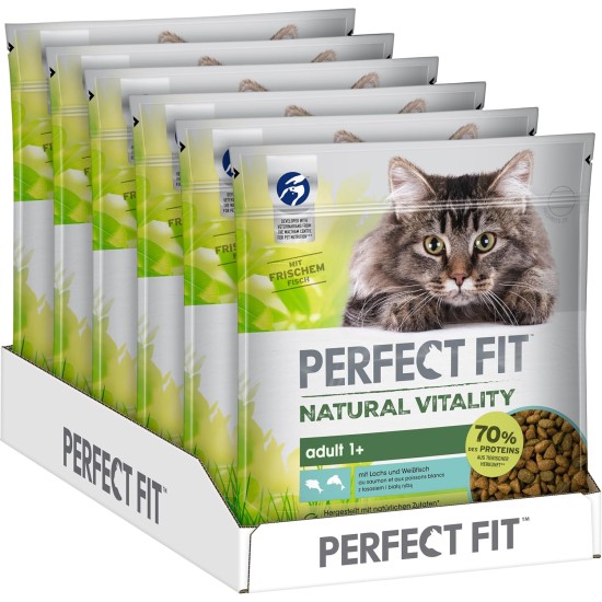 PERFECT FIT Natural Vitality Cat Food Dry Food Adult 1+ - Beef and Chicken, 6 x 650 g PERFECT FIT Natural Vitality Cat Food Dry Food Adult 1+ - Beef and Chicken, 6 x 650 g