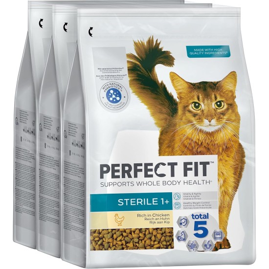 PERFECT FIT Sterile Adult Dry Food for Adults, Sterilised Cats from 1 Year - Chicken, 7 kg (1 Bag) PERFECT FIT Sterile Adult Dry Food for Adults, Sterilised Cats from 1 Year - Chicken, 7 kg (1 Bag)