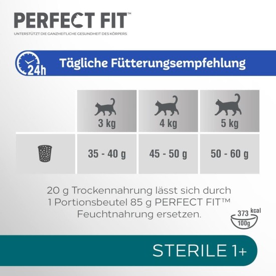 PERFECT FIT Sterile Adult Dry Food for Adults, Sterilised Cats from 1 Year - Chicken, 7 kg (1 Bag) PERFECT FIT Sterile Adult Dry Food for Adults, Sterilised Cats from 1 Year - Chicken, 7 kg (1 Bag)