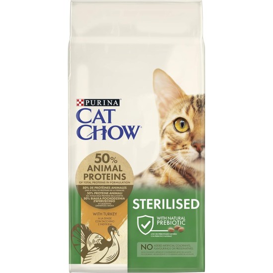 PURINA CAT CHOW Adult Sterilised - Rich in Turkey - 10kg - Dry Food for Adult Cats PURINA CAT CHOW Adult Sterilised - Rich in Turkey - 10kg - Dry Food for Adult Cats
