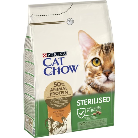 PURINA CAT CHOW Adult Sterilised - Rich in Turkey - 10kg - Dry Food for Adult Cats PURINA CAT CHOW Adult Sterilised - Rich in Turkey - 10kg - Dry Food for Adult Cats