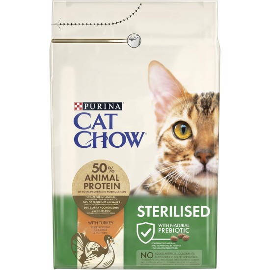 PURINA CAT CHOW Adult Sterilised - Rich in Turkey - 10kg - Dry Food for Adult Cats PURINA CAT CHOW Adult Sterilised - Rich in Turkey - 10kg - Dry Food for Adult Cats