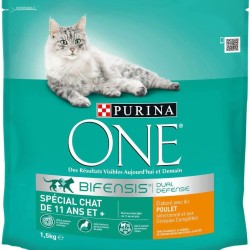 PURINA ONE Bifensis Dual Defense | Special for Senior Cats: 11 Years and Older | Helps Support Vital Functions and Cell Repair | Chicken | Bag | 6 x 1.5 kg