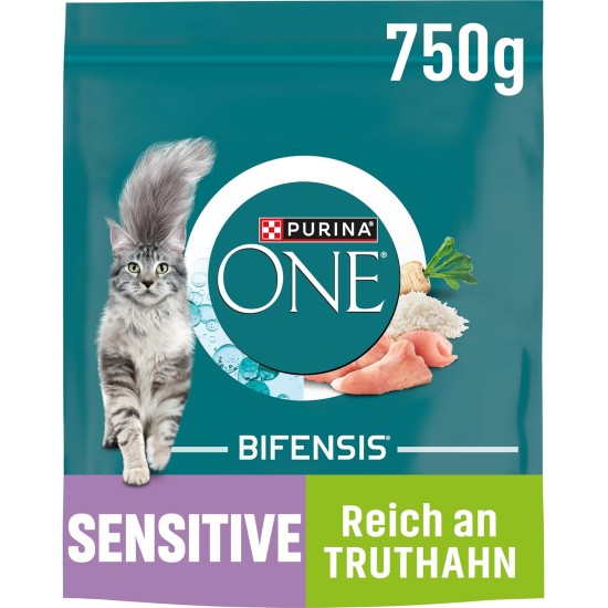 PURINA ONE Bifensis Sensitive Dry Cat Food, Rich in Turkey, Pack of 6 (6 x 750 g) PURINA ONE Bifensis Sensitive Dry Cat Food, Rich in Turkey, Pack of 6 (6 x 750 g)