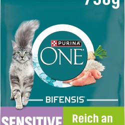 PURINA ONE Bifensis Sensitive Dry Cat Food, Rich in Turkey, Pack of 6 (6 x 750 g)