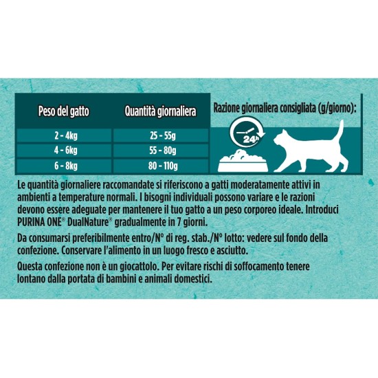 PURINA ONE DUALNATURE Sterilized Dry Cat Food Rich in Salmon and Natural Spirulina 8 Bags of 400g PURINA ONE DUALNATURE Sterilized Dry Cat Food Rich in Salmon and Natural Spirulina 8 Bags of 400g
