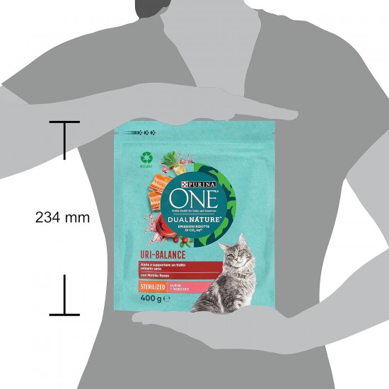 PURINA ONE DUALNATURE Sterilized Dry Cat Food Rich in Salmon and Natural Spirulina 8 Bags of 400g PURINA ONE DUALNATURE Sterilized Dry Cat Food Rich in Salmon and Natural Spirulina 8 Bags of 400g