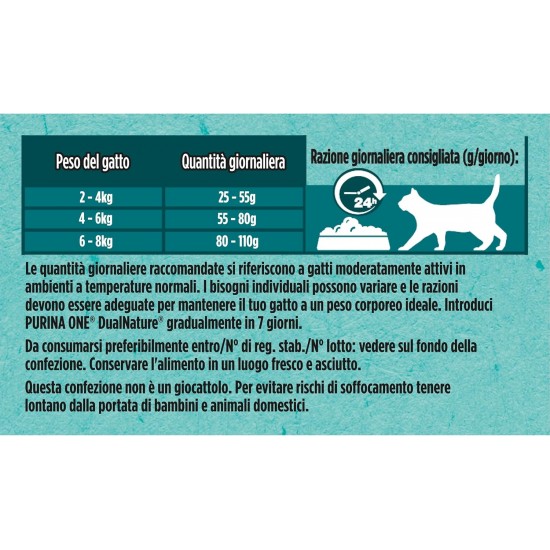 PURINA ONE DUALNATURE Sterilized Dry Cat Food Rich in Salmon and Natural Spirulina 8 Bags of 400g PURINA ONE DUALNATURE Sterilized Dry Cat Food Rich in Salmon and Natural Spirulina 8 Bags of 400g