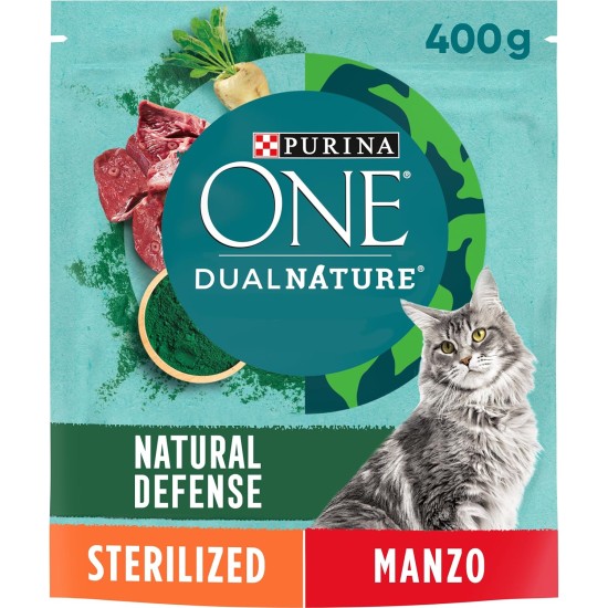 PURINA ONE DUALNATURE Sterilized Dry Cat Food Rich in Salmon and Natural Spirulina 8 Bags of 400g PURINA ONE DUALNATURE Sterilized Dry Cat Food Rich in Salmon and Natural Spirulina 8 Bags of 400g