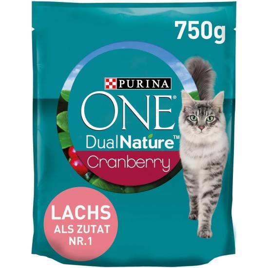 PURINA ONE Dual Nature Dry Cat Food for Castrated Cats with Cranberry, Rich in Salmon, Pack of 6 (6 x 650 g) PURINA ONE Dual Nature Dry Cat Food for Castrated Cats with Cranberry, Rich in Salmon, Pack of 6 (6 x 650 g)