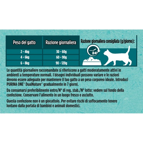 PURINA ONE Dualnature Natural Defense Adult Cat Dry Food with Salmon and Natural Spirulina, 8 Bags of 400 g PURINA ONE Dualnature Natural Defense Adult Cat Dry Food with Salmon and Natural Spirulina, 8 Bags of 400 g