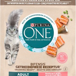 PURINA ONE Grain-Free with Salmon Cat Food 600 g (6 Bags, 3.6 kg)
