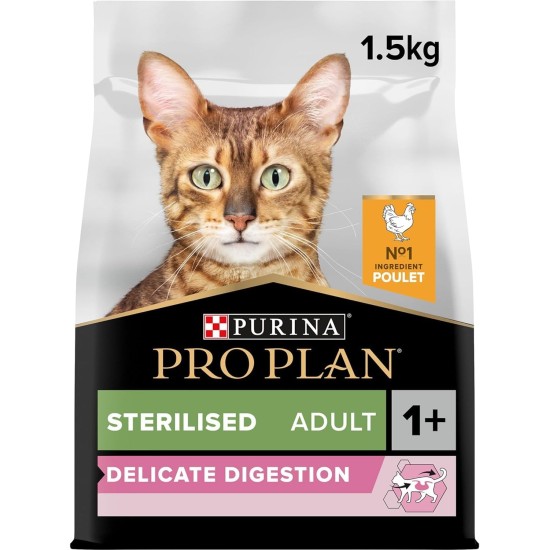 PURINA PRO PLAN Sterilised Adult 1+ Delicate Digestion Rich in Chicken Dry Food Cat 1.5 kg Bag PURINA PRO PLAN Sterilised Adult 1+ Delicate Digestion Rich in Chicken Dry Food Cat 1.5 kg Bag