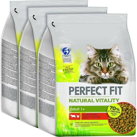 Perfect Fit Natural Vitality Adult 1+ - Dry Food for Adult Cats from 1 Year - Chicken & Turkey - Supports Vitality - 6 kg Perfect Fit Natural Vitality Adult 1+ - Dry Food for Adult Cats from 1 Year - Chicken & Turkey - Supports Vitality - 6 kg