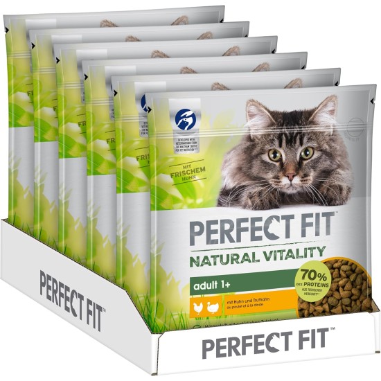 Perfect Fit Natural Vitality Adult 1+ - Dry Food for Adult Cats from 1 Year - Chicken & Turkey - Supports Vitality - 6 kg Perfect Fit Natural Vitality Adult 1+ - Dry Food for Adult Cats from 1 Year - Chicken & Turkey - Supports Vitality - 6 kg