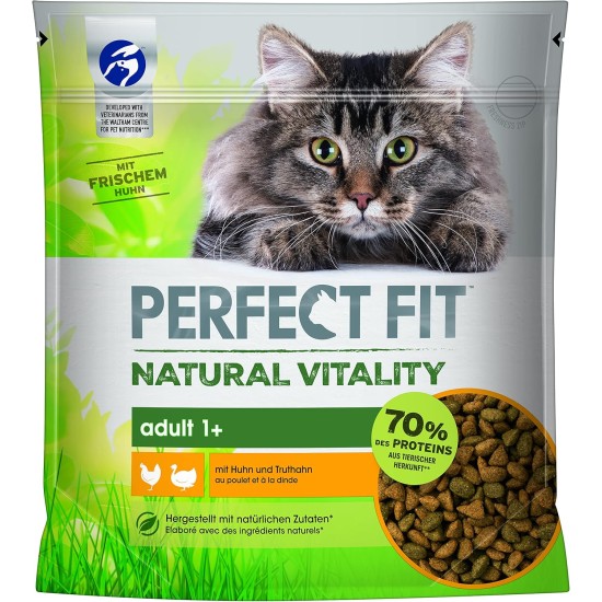 Perfect Fit Natural Vitality Adult 1+ - Dry Food for Adult Cats from 1 Year - Chicken & Turkey - Supports Vitality - 6 kg Perfect Fit Natural Vitality Adult 1+ - Dry Food for Adult Cats from 1 Year - Chicken & Turkey - Supports Vitality - 6 kg