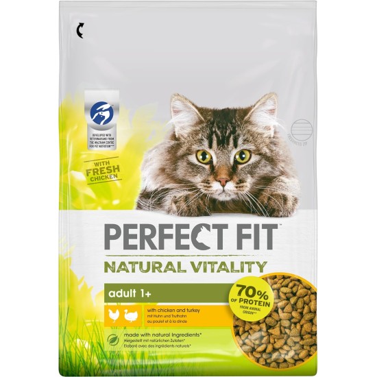 Perfect Fit Natural Vitality Adult 1+ - Dry Food for Adult Cats from 1 Year - Chicken & Turkey - Supports Vitality - 6 kg Perfect Fit Natural Vitality Adult 1+ - Dry Food for Adult Cats from 1 Year - Chicken & Turkey - Supports Vitality - 6 kg