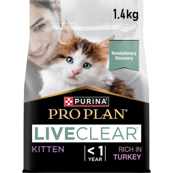 Pro Plan Liveclear Kitten Dry Cat Food, Rich in Turkey, Pack of 6 (6 x 1.4 kg) Pro Plan Liveclear Kitten Dry Cat Food, Rich in Turkey, Pack of 6 (6 x 1.4 kg)