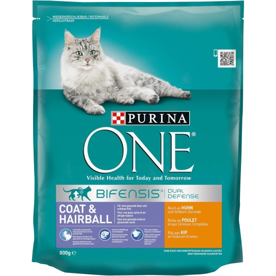 Purina ONE BIFENSIS Coat and Hairball Cat Dry Food: Rich in Chicken, for Healthy Skin & Urinary Train, Beautiful Fur Reduces Bunion, Pack of 6 Purina ONE BIFENSIS Coat and Hairball Cat Dry Food: Rich in Chicken, for Healthy Skin & Urinary Train, Beautiful Fur Reduces Bunion, Pack of 6