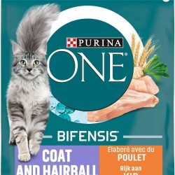 Purina ONE BIFENSIS Coat and Hairball Cat Dry Food: Rich in Chicken, for Healthy Skin & Urinary Train, Beautiful Fur Reduces Bunion, Pack of 6