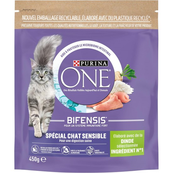Purina One Sensitive Cat - Cibo per Gatti with Tacchino and Riso, 450 g, pack of 10 Purina One Sensitive Cat - Cibo per Gatti with Tacchino and Riso, 450 g, pack of 10