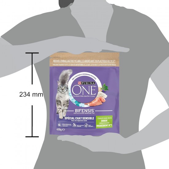 Purina One Sensitive Cat - Cibo per Gatti with Tacchino and Riso, 450 g, pack of 10 Purina One Sensitive Cat - Cibo per Gatti with Tacchino and Riso, 450 g, pack of 10