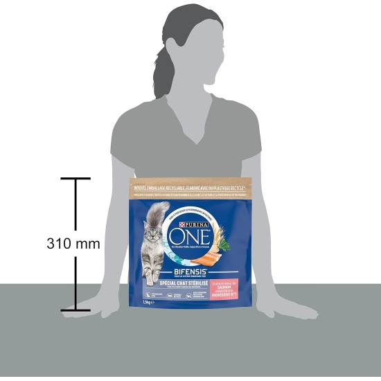Purina One: Sterilised Cat One Dry Food with Salmon, Tuna and Wheat: 1.5 kg, Pack of 6 (6 x 1.5 kg, Total 9 kg) Purina One: Sterilised Cat One Dry Food with Salmon, Tuna and Wheat: 1.5 kg, Pack of 6 (6 x 1.5 kg, Total 9 kg)