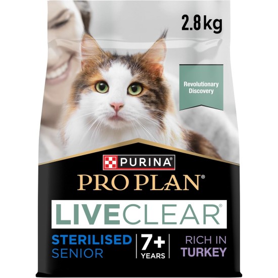 Purina Pro Plan Liveclear Senior Cat Sterilised Rich in Turkey Actively Reduces Allergens in Cat Hair Bag 2.8 kg Purina Pro Plan Liveclear Senior Cat Sterilised Rich in Turkey Actively Reduces Allergens in Cat Hair Bag 2.8 kg