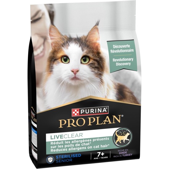 Purina Pro Plan Liveclear Senior Cat Sterilised Rich in Turkey Actively Reduces Allergens in Cat Hair Bag 2.8 kg Purina Pro Plan Liveclear Senior Cat Sterilised Rich in Turkey Actively Reduces Allergens in Cat Hair Bag 2.8 kg