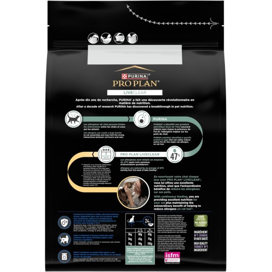 Purina Pro Plan Liveclear Senior Cat Sterilised Rich in Turkey Actively Reduces Allergens in Cat Hair Bag 2.8 kg Purina Pro Plan Liveclear Senior Cat Sterilised Rich in Turkey Actively Reduces Allergens in Cat Hair Bag 2.8 kg