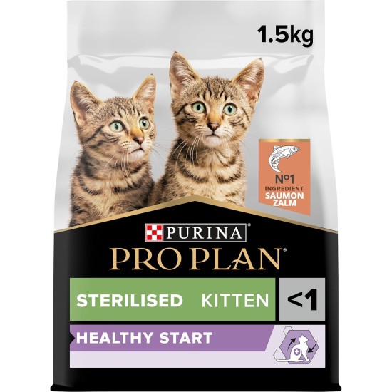 Purina Pro Plan Sterilised Kitten <1 Healthy Start Rich in Salmon Dry Food Kitten 1.5 kg Bag Purina Pro Plan Sterilised Kitten <1 Healthy Start Rich in Salmon Dry Food Kitten 1.5 kg Bag