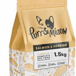Purr & Miaow - Grain-Free Complete Dry Food for Sensitive Cats, Salmon & Herring, 1.5 kg