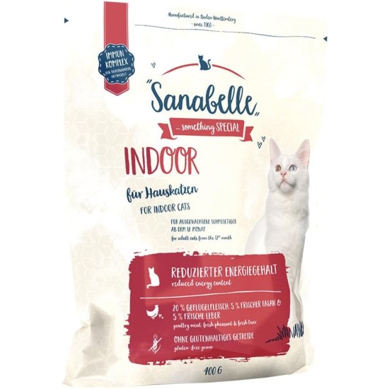 Sanabelle Indoor Dry Cat Food for Adult Cats (from the 12th Month) Especially Suitable for Domestic Cats and Cats with Reduced Movement | 6 x 400 g Sanabelle Indoor Dry Cat Food for Adult Cats (from the 12th Month) Especially Suitable for Domestic Cats and Cats with Reduced Movement | 6 x 400 g