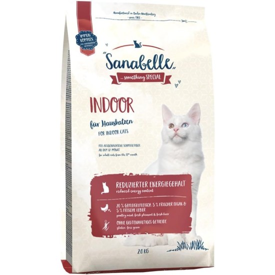 Sanabelle Indoor Dry Cat Food for Adult Cats (from the 12th Month) Especially Suitable for Domestic Cats and Cats with Reduced Movement | 6 x 400 g Sanabelle Indoor Dry Cat Food for Adult Cats (from the 12th Month) Especially Suitable for Domestic Cats and Cats with Reduced Movement | 6 x 400 g