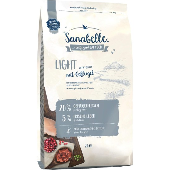 Sanabelle Light Dry Cat Food with Reduced Energy Content for Overweight Cats 6 x 400 g Sanabelle Light Dry Cat Food with Reduced Energy Content for Overweight Cats 6 x 400 g