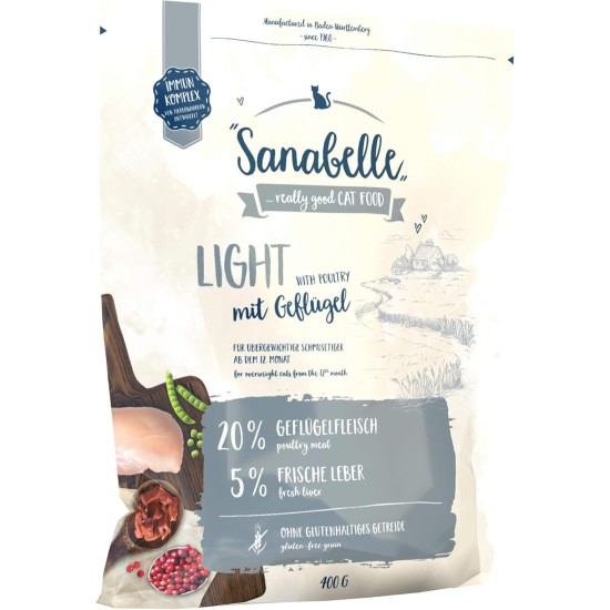 Sanabelle Light Dry Cat Food with Reduced Energy Content for Overweight Cats 6 x 400 g