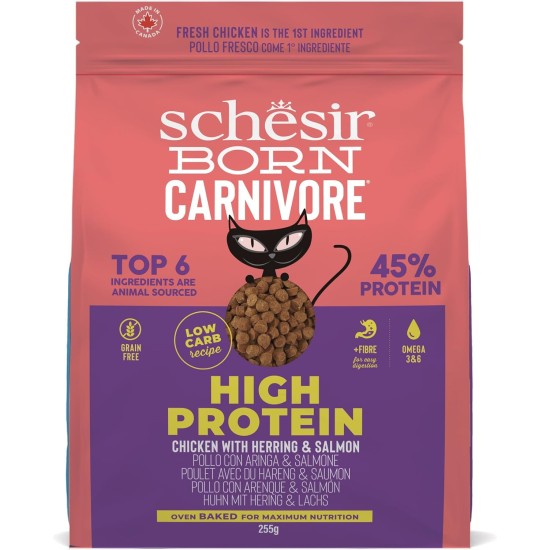Schesir Born Carnivore Baked Chicken & Herring Adult Cat Dry Food 255g Bag Schesir Born Carnivore Baked Chicken & Herring Adult Cat Dry Food 255g Bag