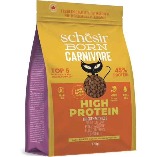 Schesir Born Carnivore Baked Chicken & Herring Adult Cat Dry Food 255g Bag Schesir Born Carnivore Baked Chicken & Herring Adult Cat Dry Food 255g Bag