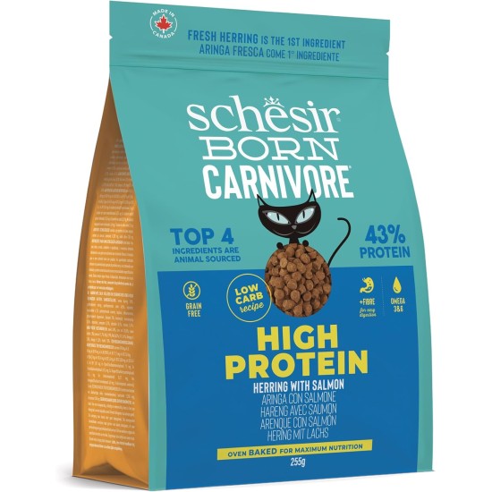 Schesir Born Carnivore Baked Chicken & Herring Adult Cat Dry Food 255g Bag Schesir Born Carnivore Baked Chicken & Herring Adult Cat Dry Food 255g Bag