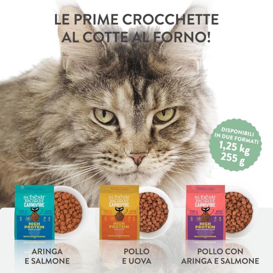 Schesir Born Carnivore Baked Chicken & Herring Adult Cat Dry Food 255g Bag Schesir Born Carnivore Baked Chicken & Herring Adult Cat Dry Food 255g Bag