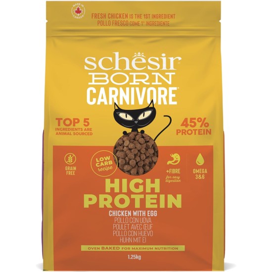Schesir Born Carnivore Baked Chicken and Egg Adult Cat Dry Food (1.25 kg Bag) Schesir Born Carnivore Baked Chicken and Egg Adult Cat Dry Food (1.25 kg Bag)