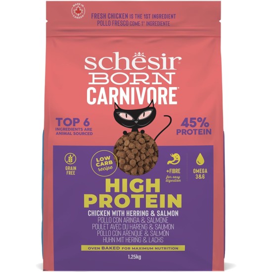Schesir Born Carnivore Baked Chicken and Herring Dry Adult Cat Food 1.25kg Bag Schesir Born Carnivore Baked Chicken and Herring Dry Adult Cat Food 1.25kg Bag